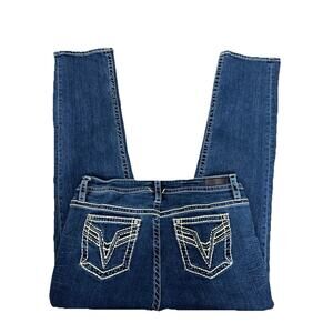 Vigoss Women's Denim Jeans Straight Leg Mid Rise Blue Stretch Size 18